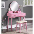Liannon modernes Schminktisch- und Hocker-Set aus Holz, Rosa