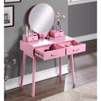 Liannon modernes Schminktisch- und Hocker-Set aus Holz, Rosa
