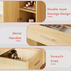 HYLEORY kaptafel met spiegel, stopcontact en 10 lampen, make-uptafel met 3 lades en 3 beschikbare kleurmodi voor de slaapkamer
