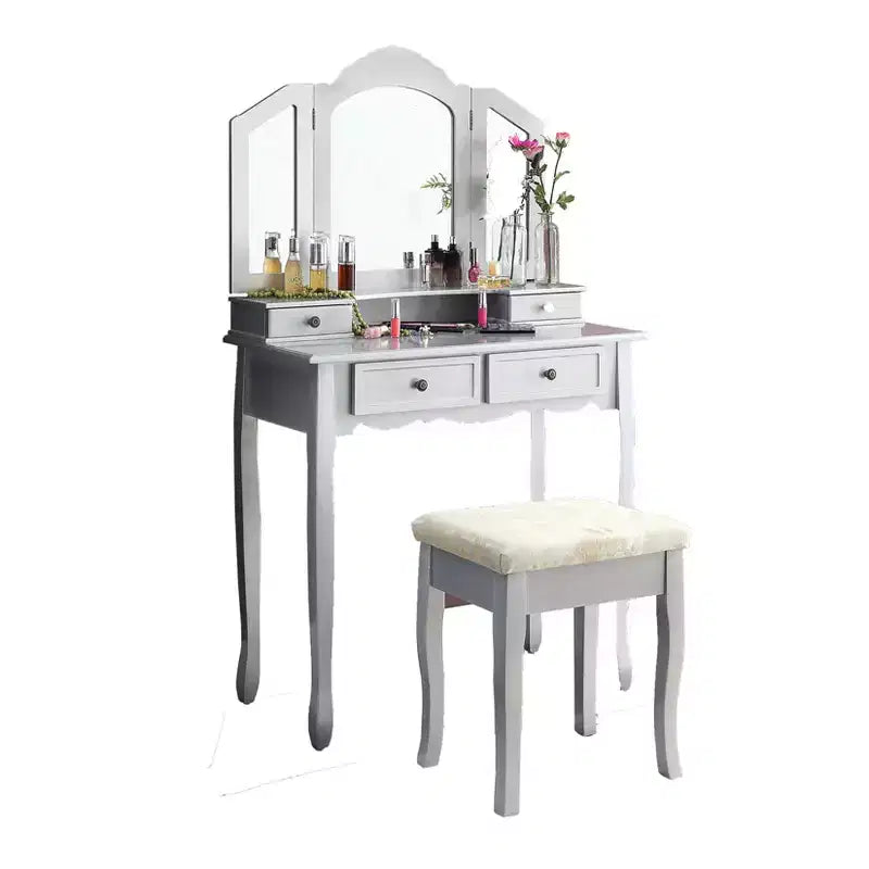 Sanlo Schminktisch- und Stuhl-Set aus Holz, Roségold
