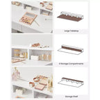 Escritorio tocador VASAGLE con espejo y luces, tocador de maquillaje con espejo grande, brillo ajustable, mesa tocador, escritorio de maquillaje moderno