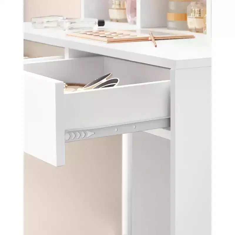 Escritorio tocador VASAGLE con espejo y luces, tocador de maquillaje con espejo grande, brillo ajustable, mesa tocador, escritorio de maquillaje moderno