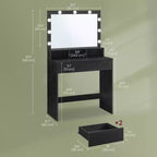 Escritorio tocador VASAGLE con espejo y luces, tocador de maquillaje con espejo grande, brillo ajustable, mesa tocador, escritorio de maquillaje moderno
