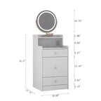 Okak 3-in-1-Schminktisch mit Spiegel, platzsparendes Schminktisch-Set mit Ladestation, kompakter Frisiertisch für das Schlafzimmer