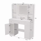 Okak Vanity Table with Lights, with Drawers and Storage Cabinet, Dressing Table with Dressing Pad for Bedroom Living Room