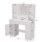 Okak Vanity Table with Lights, with Drawers and Storage Cabinet, Dressing Table with Dressing Pad for Bedroom Living Room