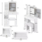 29.2 Makeup Vanity Desk with Mirror, Small Makeup Vanity Table with Stool, Dressing Table with Hair Dryer Bracket & Open Storage for Small Space