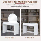 39 Makeup Vanity Table with Mirror Touch Screen Lighted Mirror, Dressing Table with Drawer for Bedroom, White