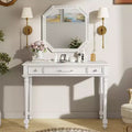 ModernLuxe Makeup Vanity Desk with Mirror, Drawers & Jewelry Storage Plate, White Vanity Table Dressing Table Space-Saving Beauty Station
