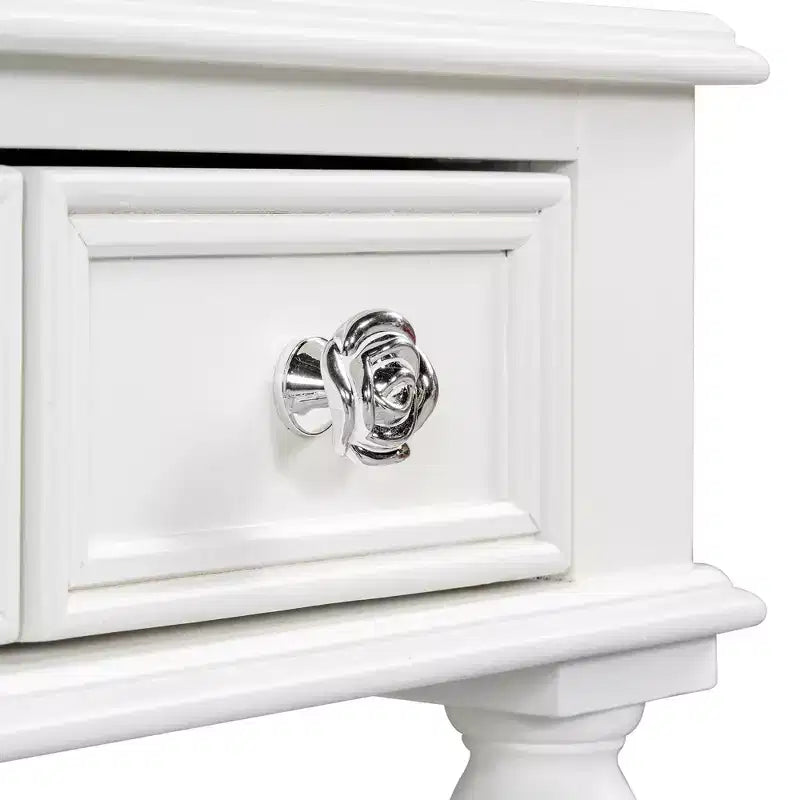 Toeletta ModernLuxe con specchio, cassetti e porta-gioielli, tavolo da trucco bianco, tavolo da toilette e postazione di bellezza salvaspazio