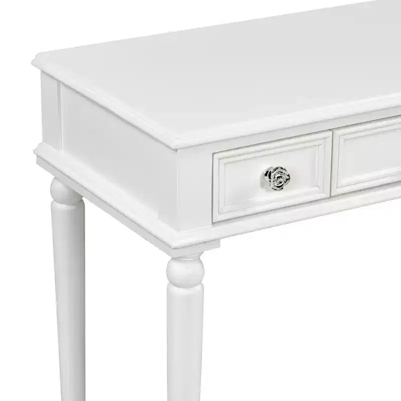 Toeletta ModernLuxe con specchio, cassetti e porta-gioielli, tavolo da trucco bianco, tavolo da toilette e postazione di bellezza salvaspazio