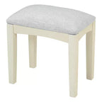 Escritorio tocador de maquillaje ModernLuxe con espejo abatible, taburete, cajón y armario, mesa tocador blanca, mesa de vestir multifuncional y escritorio para ordenador