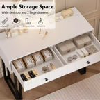 Toilettafel met spiegel en verlichting, make-uptoilettafel met 2 laden, moderne organizer voor cosmetica met verlichting in 3 kleuren
