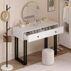 Toilettafel met spiegel en verlichting, make-uptoilettafel met 2 laden, moderne organizer voor cosmetica met verlichting in 3 kleuren