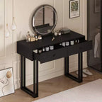 Toilettafel met spiegel en verlichting, make-uptoilettafel met 2 laden, moderne organizer voor cosmetica met verlichting in 3 kleuren