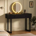 Vanity Desk with Mirror and Lights, Makeup Vanity with 2 Drawers, Modern Vanity Organizer with 3 Color Lights