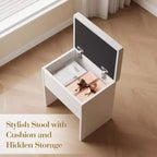 Schminktisch mit Spiegel und Beleuchtung, Schminktisch mit Steckdosen, Schubladen und Schrank