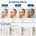 GustoWave make-uptafel, make-uptafel met spiegel, verlichting en stopcontact, make-uptafel met 2 lades en gestoffeerde kruk