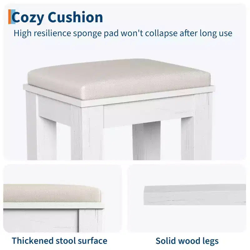 GustoWave make-uptafel, make-uptafel met spiegel, verlichting en stopcontact, make-uptafel met 2 lades en gestoffeerde kruk