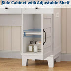Schminktisch im Landhausstil mit Spiegel und Beleuchtung, Steckdose, 2 Schubladen und gepolstertem Hocker, Glasplatte für Schlafzimmer und Ankleidezimmer
