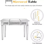 Tocador VINGLI con espejo, cajones y espejo abatible, mesa de vidrio, tocador de maquillaje plateado para dormitorio o sala de maquillaje