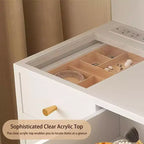 Escritorio tocador de maquillaje con espejo y luces, mesa tocador con espejo iluminado HD de 25.6, 3 cajones y 8 estantes, para dormitorio y vestidor; blanco