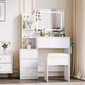 Vanity Desk With Mirror and LED Lights, 36-Inch Makeup Vanity Desk, Power Outlet