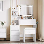 Vanity Desk With Mirror and LED Lights, 36-Inch Makeup Vanity Desk, Power Outlet