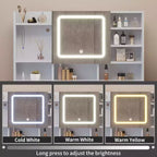 White Linen Particle Board with Triamine Tempered Glass Table Top Vanity Table Set