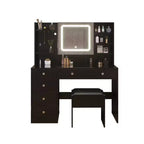 White Linen Particle Board with Triamine Tempered Glass Table Top Vanity Table Set