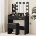 Makeup Vanity with Lights, Vanity Desk with Mirror and Lights Set, Large Drawer and Two-Tier Lots Storage Cabinet, 3 Lighting Modes