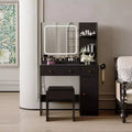 Makeup Vanity Desk with Mirror, 37W Large Dressing Table with Drawers & Stool, Modern Makeup Vanity Table for Small Space Bedroom
