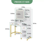 COZONY witte kaptafel met verlichte spiegel en stopcontact, grote make-uptafel met laden en planken