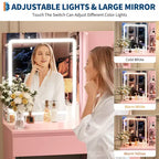 Scrivania da toeletta con specchio e luce LED, tavolo da toeletta moderno per trucco, con 4 cassetti, 3 modalità di illuminazione regolabili, per camera da letto
