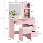 Scrivania da toeletta con specchio e luce LED, tavolo da toeletta moderno per trucco, con 4 cassetti, 3 modalità di illuminazione regolabili, per camera da letto