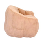 Poltrona d'Appoggio in Peluche con Base Completamente Imbottita, Tessuto Morbido e Peloso, Beige Champagne