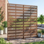 Divisorio a 6 Pannelli con Lamelle, 72"x35"x16", Schermo per la Privacy a Doppia Faccia in Acciaio Galvanizzato, Marrone