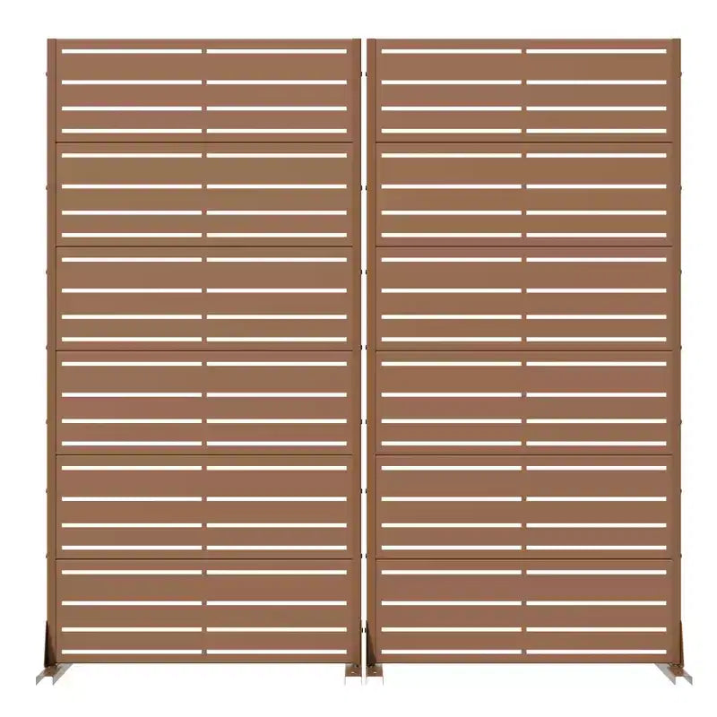 Divisorio a 6 Pannelli con Lamelle, 72"x35"x16", Schermo per la Privacy a Doppia Faccia in Acciaio Galvanizzato, Marrone
