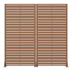 Divisorio a 6 Pannelli con Lamelle, 72"x35"x16", Schermo per la Privacy a Doppia Faccia in Acciaio Galvanizzato, Marrone