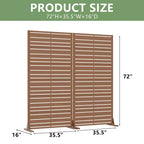Divisorio a 6 Pannelli con Lamelle, 72"x35"x16", Schermo per la Privacy a Doppia Faccia in Acciaio Galvanizzato, Marrone