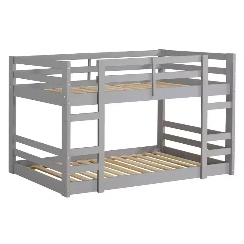 Letto a castello in legno a due piani con sponde di sicurezza e scale integrate, Struttura letto per bambini