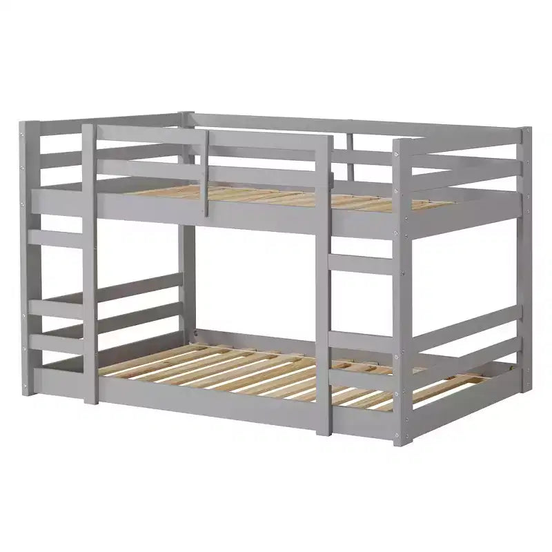 Letto a castello in legno a due piani con sponde di sicurezza e scale integrate, Struttura letto per bambini