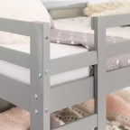 Letto a castello in legno a due piani con sponde di sicurezza e scale integrate, Struttura letto per bambini
