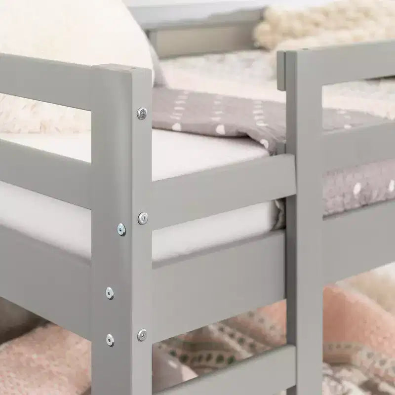 Letto a castello in legno a due piani con sponde di sicurezza e scale integrate, Struttura letto per bambini