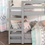 Letto a castello in legno a due piani con sponde di sicurezza e scale integrate, Struttura letto per bambini
