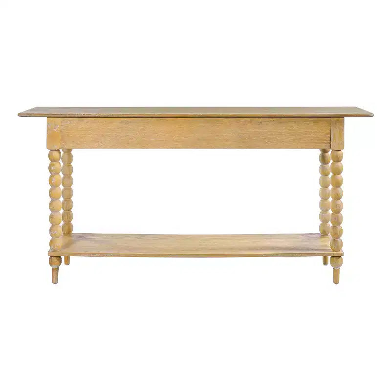 Consolle retrò in legno con 2 cassetti e ripiano aperto, tavolo d'ingresso per il soggiorno