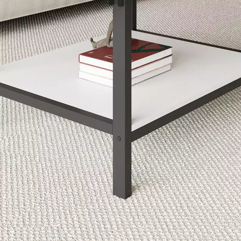 Tavolino Trasformabile, Da Quadrato a Ovale Allungabile con Ripiano Contenitore, Salvaspazio per Soggiorno
