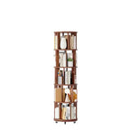 Libreria Girevole a 360° con Ruote, Scaffale Stretto a 5 Livelli in Legno Massello, Vetrina, Noce