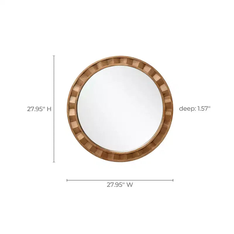 Specchio da parete rotondo da 71 cm, cornice in legno naturale, decorazione rustica in legno, marrone