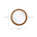 Specchio da parete rotondo da 71 cm, cornice in legno naturale, decorazione rustica in legno, marrone